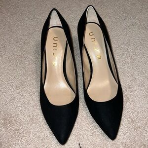 Unisa black dress pumps,  fabric/microfiber,  size 8,  worn once,  original box